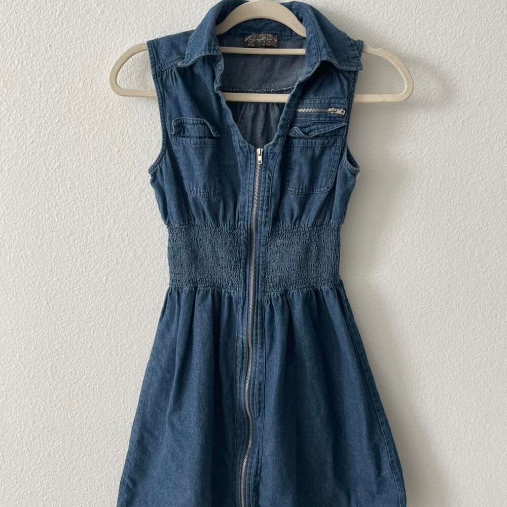 J Gee Denim Mini Dress Women's S Cowgirl Country Western Short Rodeo Blue